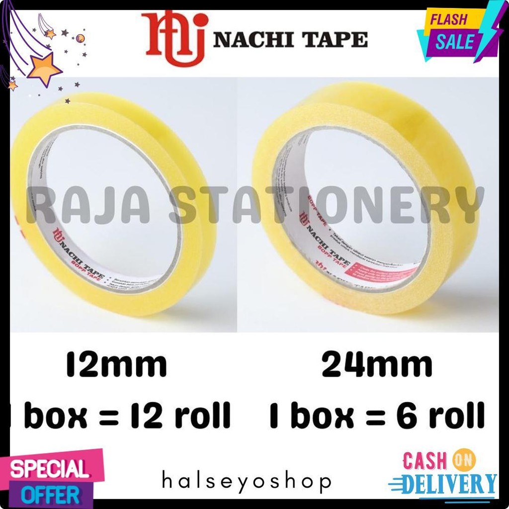 

Nachi Stationery Tape 12Mm 24Mm Selotip Solatip Lakban Solasi Isolasi Nachi [1 Box] Diskon Setengah Harga