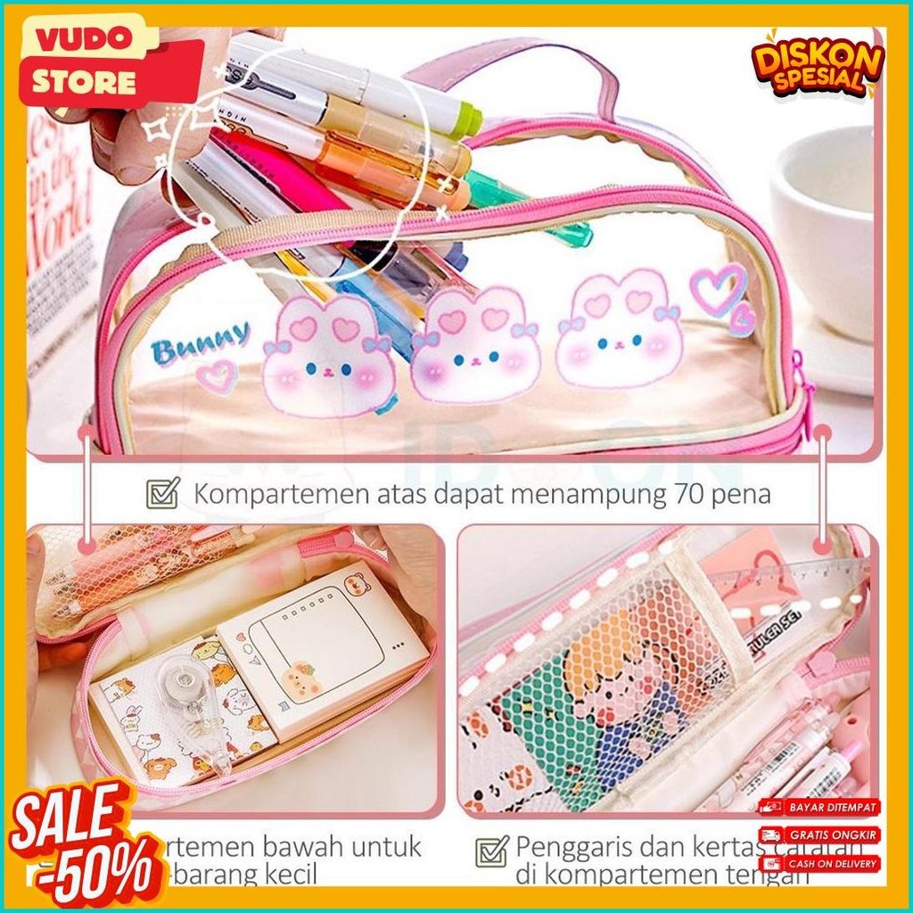 

Idoon Pencil Case Transparan Korea Tempat Pensil Besar Dua Lapis Kotak Pensil Tempat Pola Hewan Lucu Flash Sale! Diskon Hingga 70%