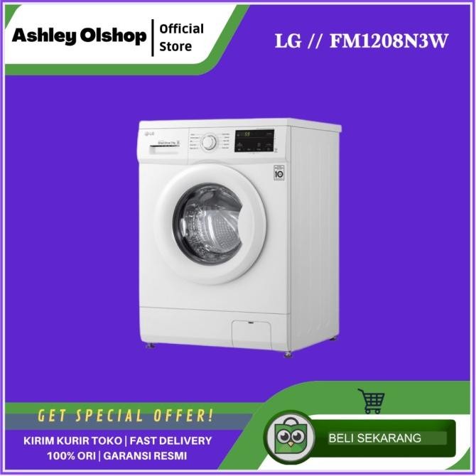 Murah LG FM1208N3W 8Kg Mesin Cuci Front Loading 8 KG LG FM1208N3W LG FM1208 Non COD