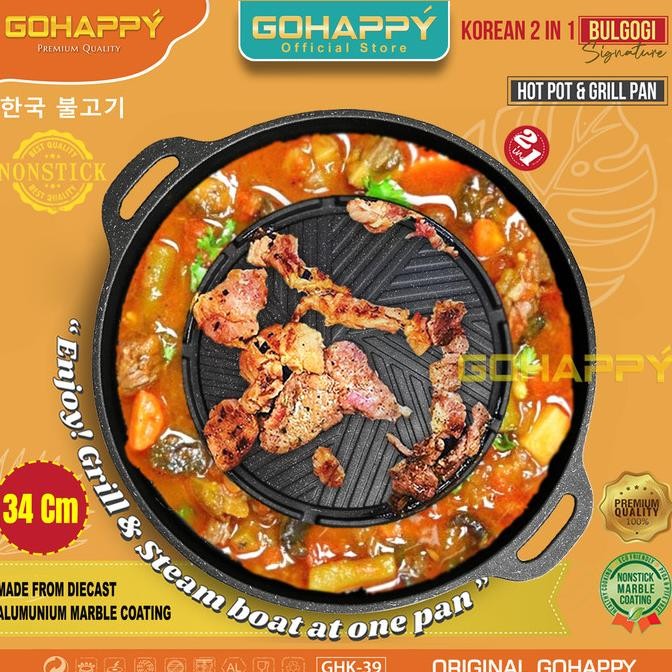 Sukiyaki Bulgogi Pan 2 in 1 MOOKATA Panci Grill Pan shabu shabu stein