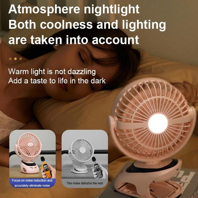 Goojodoq 3000Mah Kipas Angin Usb Clip Mini Fan Rotating Kipas Angin Meja Mini Jepit Portable Led Dis