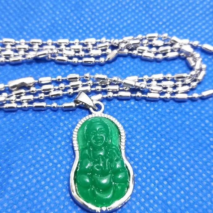 ~~~] kalung liontin dewi kwan im batu hijau hijau tua pekat Giok