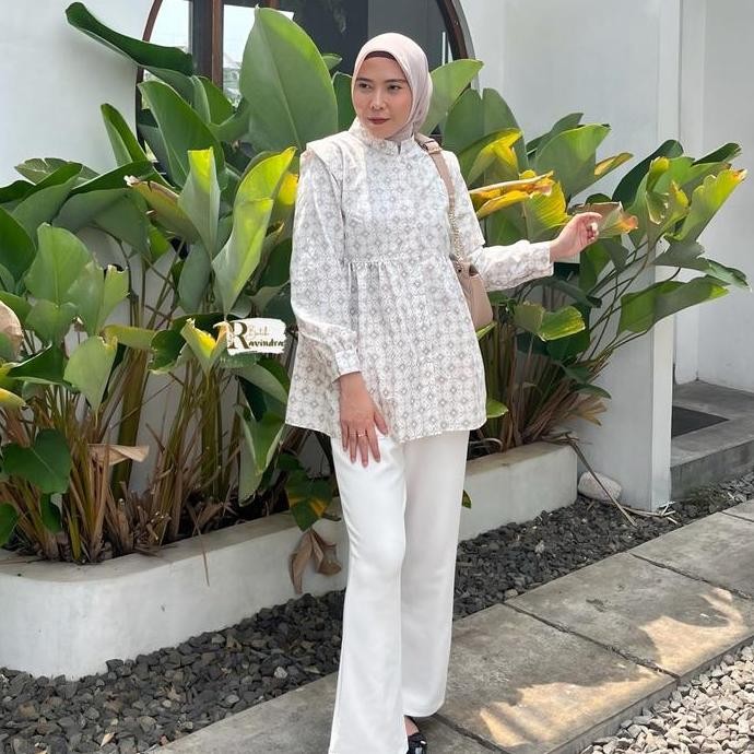 BATIK RAVINDRA Blouse Batik Kawung Ruffle BAT