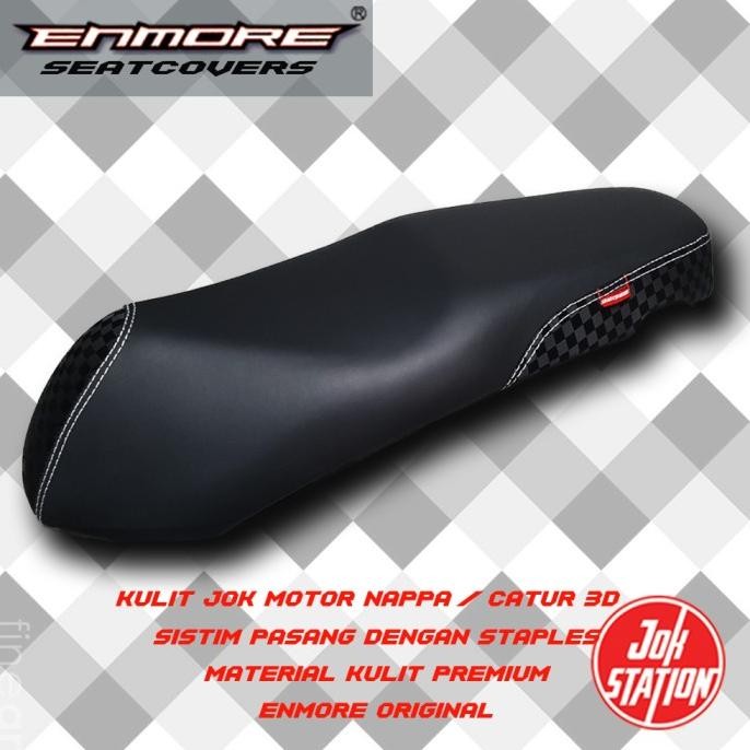 Sarung Cover Kulit Jok Motor Enmore Orginal Minimalis Elegan Motif Kulit Nappa Catur 3D Nmax Vario S