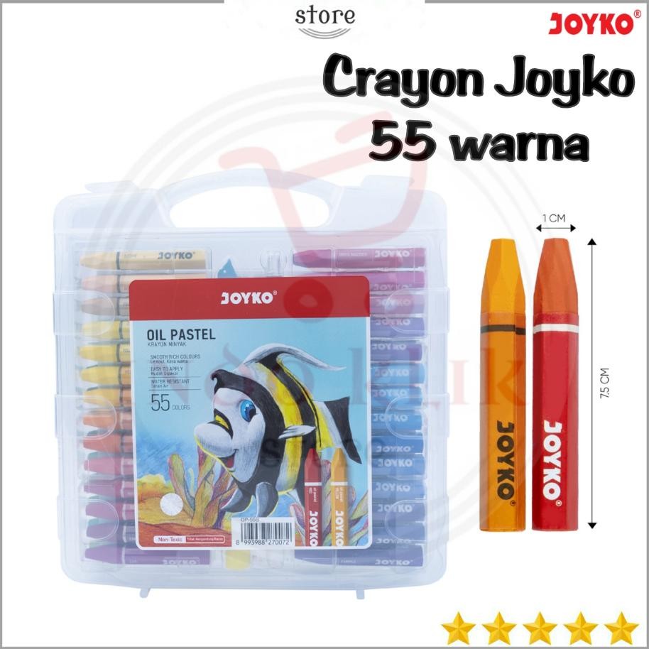 

Crayon Joyko Op-55S / Krayon Minyak 55 Warna Oval / Oil Pastel Crayon Non Toxic Op 55 S