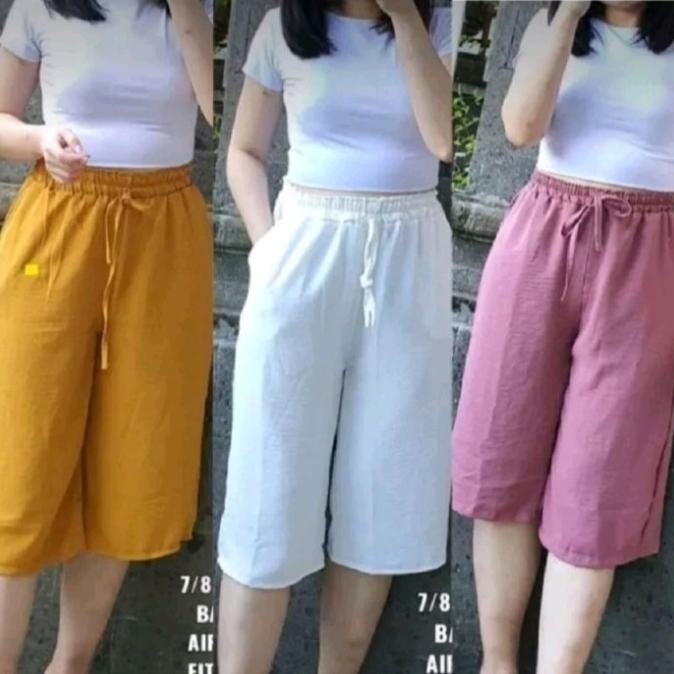 Promo Celana Pendek Kulot Wanita 7/8 Crinkle Airflow