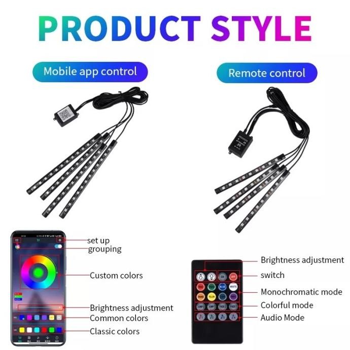 ;&;&;&;&] lampu led variasi mobil motor RGB remote kontrol-dashboard interior