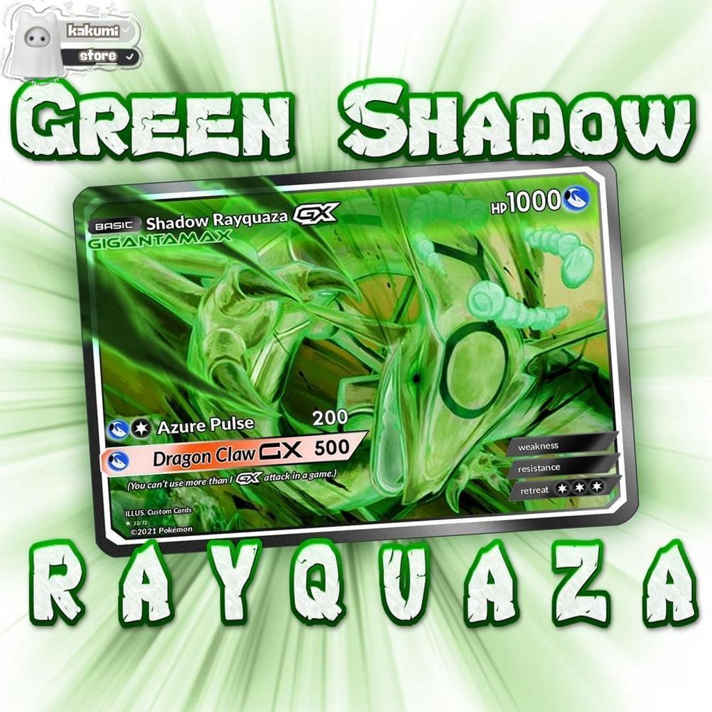 Kartu Pokemon Tcg Rainbow Hologram English Version Sha-Dow Green Rayquaza Diskon