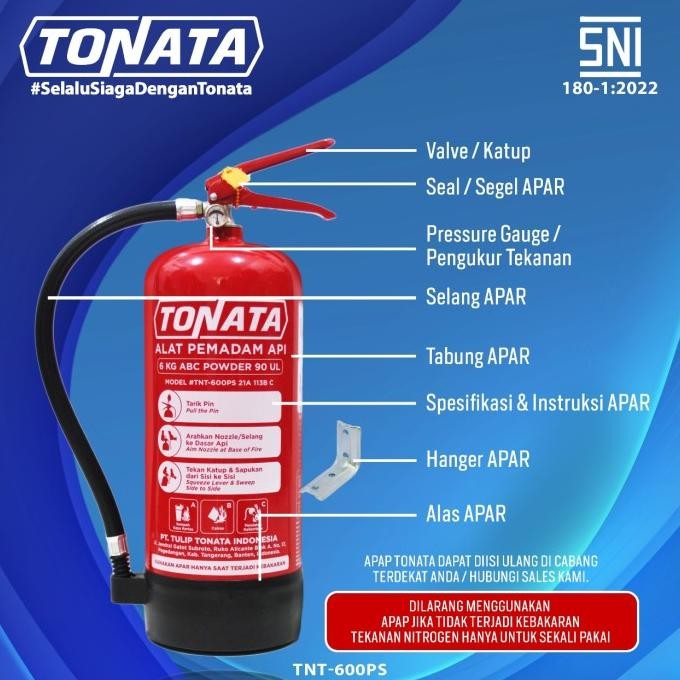 Alat Pemadam Api Tonata Sni / Apar Abc Powder 6 Kg New Stok
