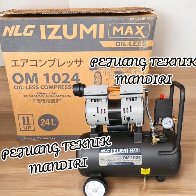 MESIN KOMPRESOR ANGIN OILLESS IZUMI MAX OM 1024 1HP / IZUMI OM1024 24L Siap Kirim