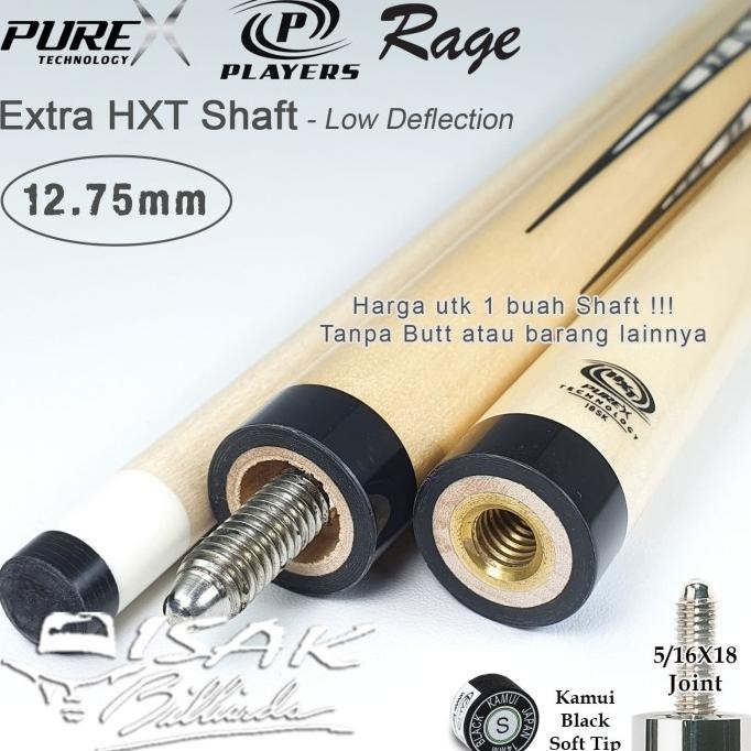 Murah Extra Shaft 12.75mm PureX HXT Low Deflection Kepala Cue Stick Billiard Non COD