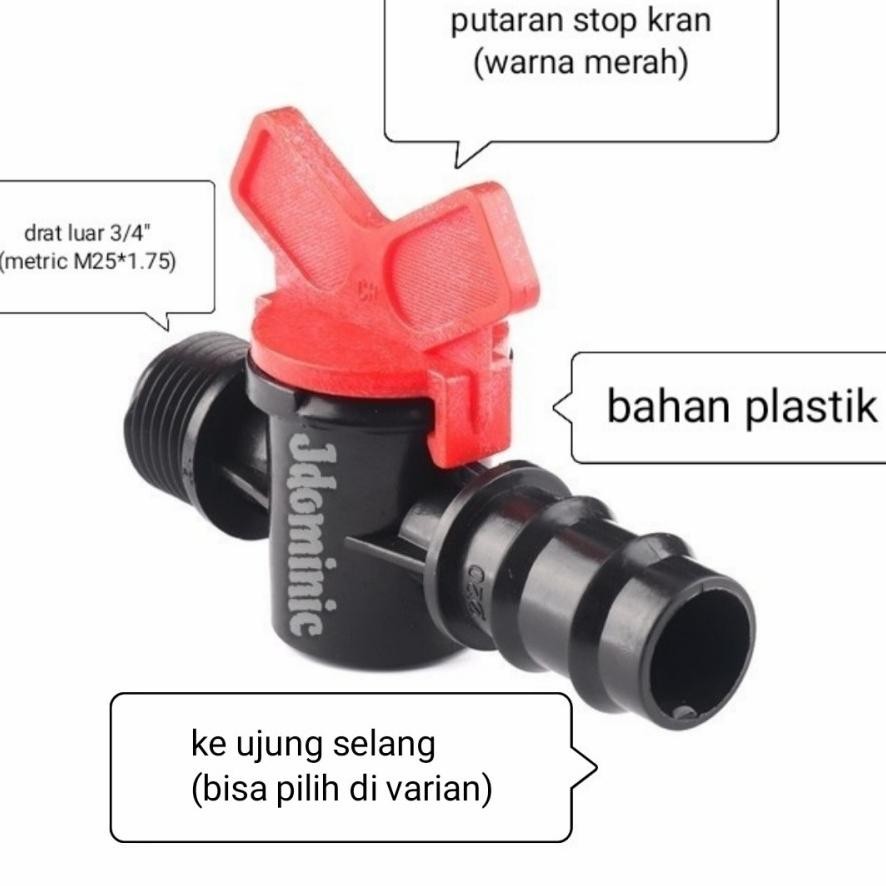 stop faucet check valve DRAT LUAR 3/4 ke SELANG AIR 1/2, 5/8 atau 1" sambungan paralon pipa pipe pom