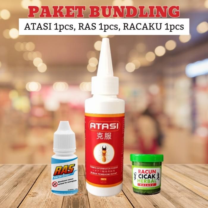 PAKET ATASI RAS RACAKU BUNDLING ATASI PEMBASMI RAYAP RAS PEMBASMI SEMUT RACAKU RACUN CICAK HERBAL