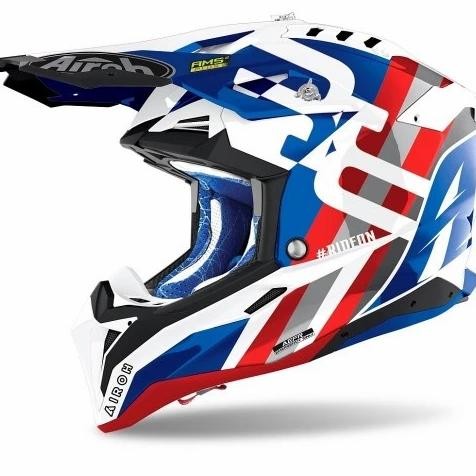 Sale Airoh Aviator 3 Rainbow Blue Graphic Helm Motocross Airoh Aviator 3