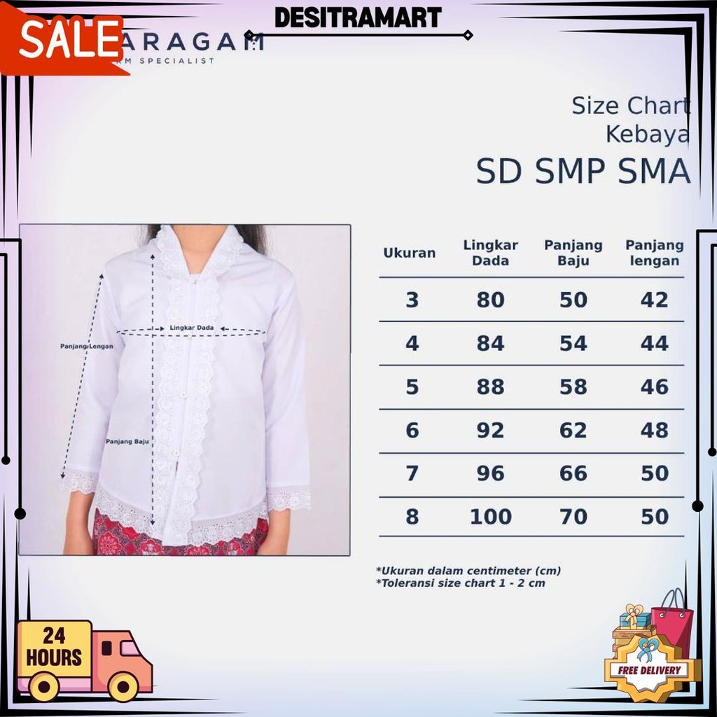 Primaragam Kebaya Anak Perempuan Modern Sd Smp Sma Atasan Baju Sekolah Adat Sunda Encim Putih Promo 