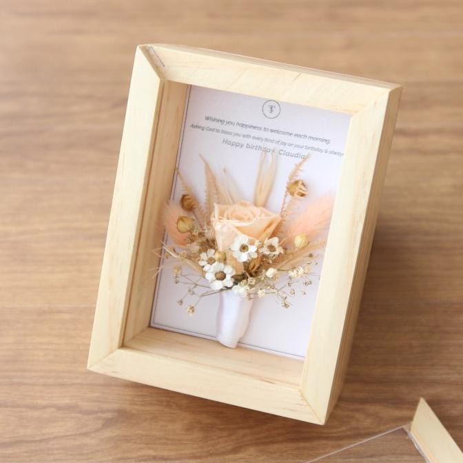 

Wooden Frame Box Preserved Flower Rose Custom Ucapan /Kotak Bunga Kayu Terlaris