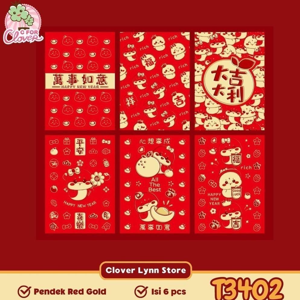 

yt- ANGPAO SNAKE RED GOLD PENDEK ISI 6 PCS IMLEK 2025 NAGA 2024 amplop tahun baru china dragon ular Original