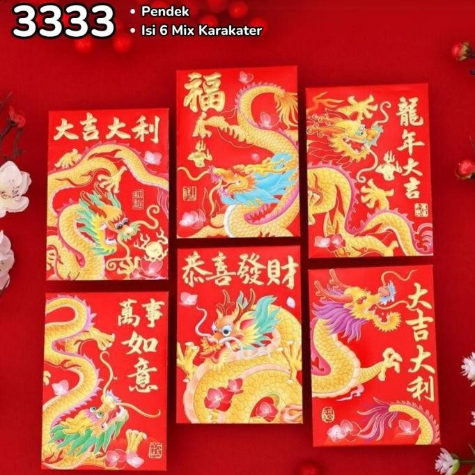 

New ANGPAO PENDEK ISI 6 TAHUN NAGA 2024 sincia angpau shio naga imlek tahun baru hongbao hong bao amplop merah murah grosir tebal Viral