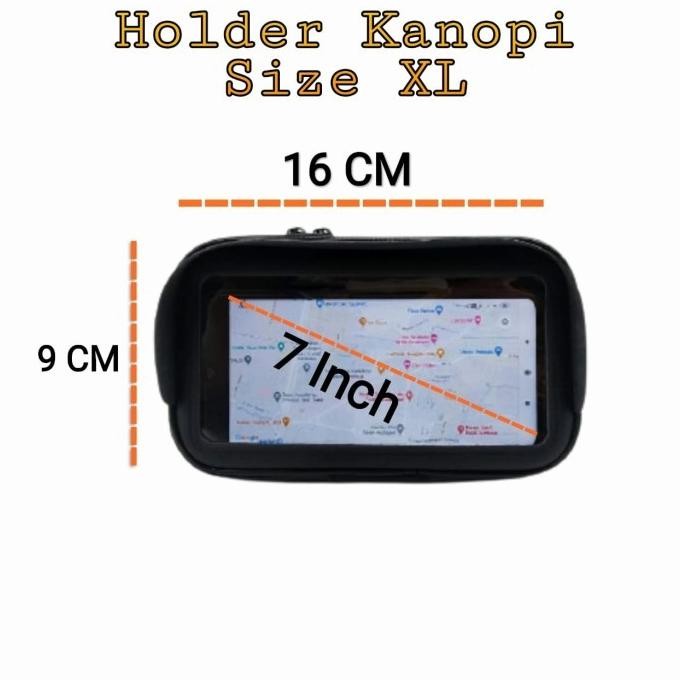 (Good) Holder HP Waterproof + Kanopi pasang Stang Motor Size XL (7in)