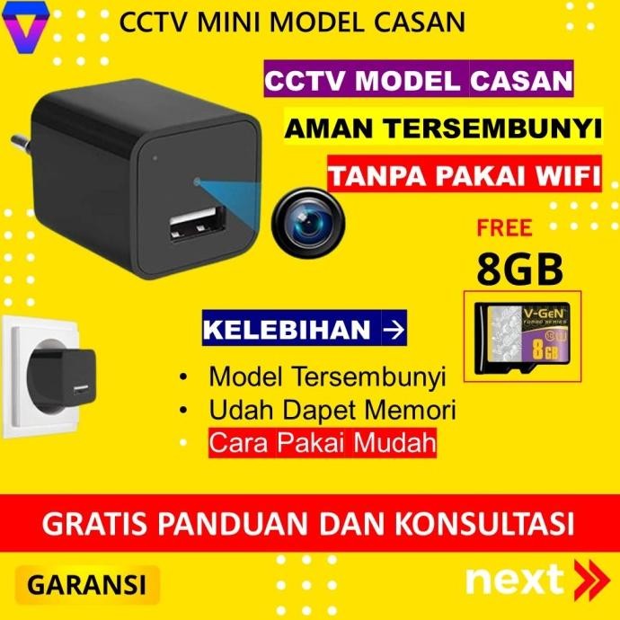 CCTV Bentuk Charger 1080p Kamera Pengintai Mini Tersembunyi Hidden Cam ENC
