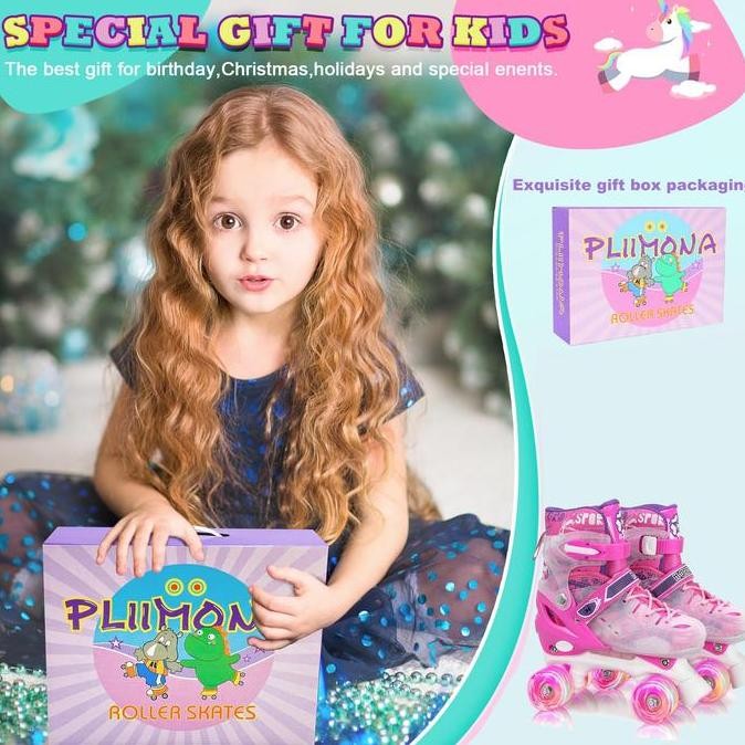 IXCE Sepatu roda dua baris anak perempuan cocok untuk pemula/ukuran dapat disesuaikan Outdoor 6 - 10