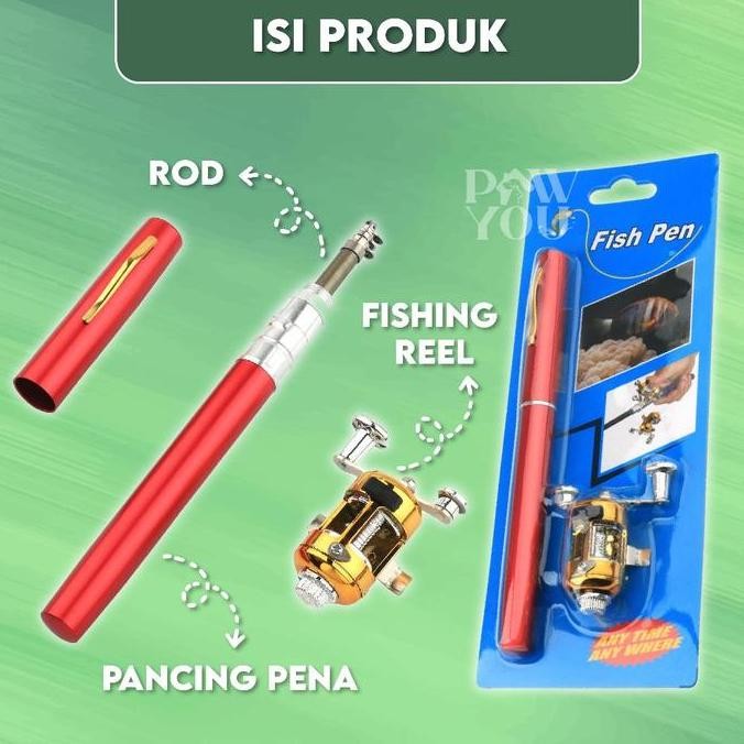 Grosir Pancingan Set Alat Joran Reel Lengkap 1M Pen Portable Pulpen Kail Pelampung Benang