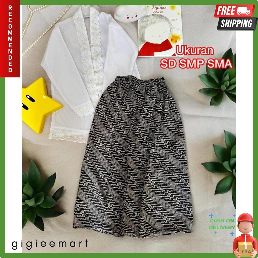 Setelan Kebaya Anak Putih Merah Hijau Hitam Seragam Sekolah Tk Sd Smp Sma Pakaian Baju Adat Perempua