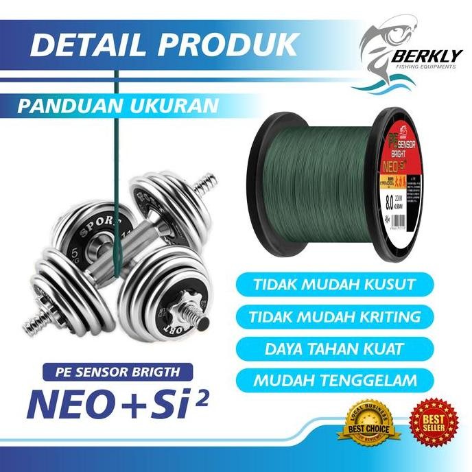 Promo Berkly Tali Pancing Pe Sensor Bright X4 Hijau 200M Bright Neo+Si2 Ikan Joran Umpan