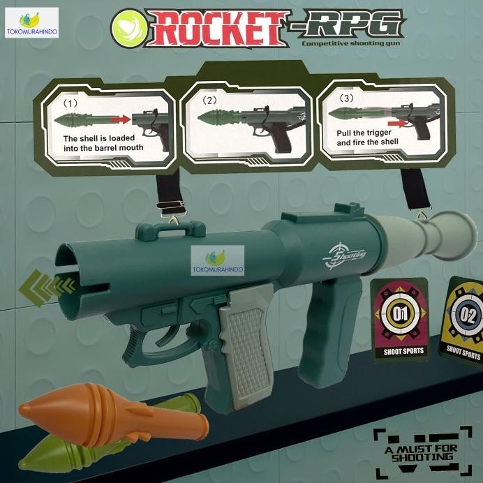 Mainan Anak Tembakan Shooting Basoka Rocket Gun Rpg Launcher Plastik murah