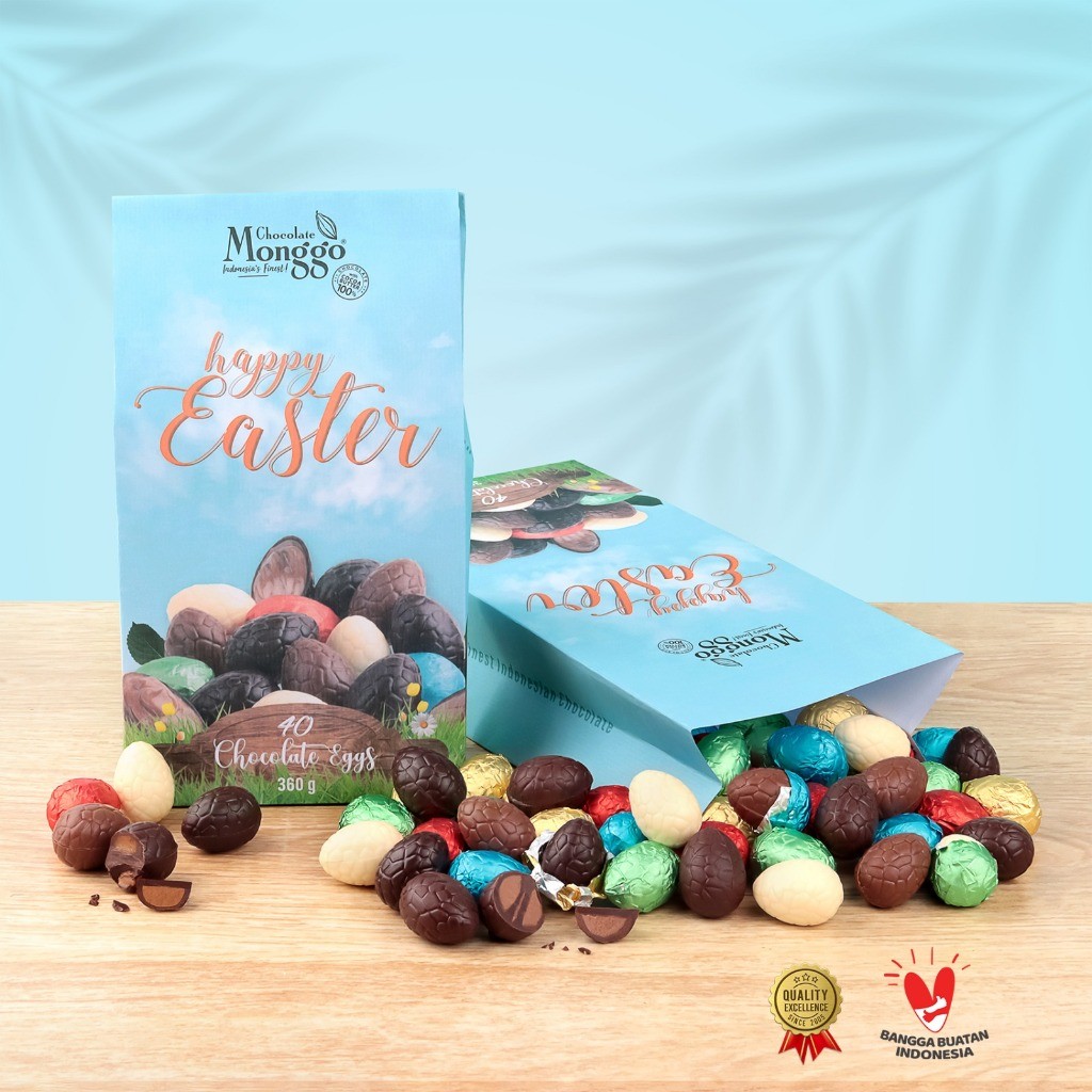 

Chocolate Monggo | Easter Eggs Paper Bag 40x9gr | Cokelat Telur Paskah | Cari Coklat Anak | Egg Hunting