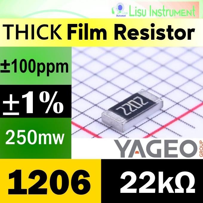 Update (25) 22k 1206 1% 250mW Thick Film Resistor SMD 200V 100ppm/C 22k 2202 RC1206FR-0722KL YAGEO l