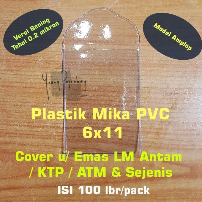 

Plastik Mika PVC bening 6x11 cover emas LM Antam / KTP/ ATM/ eToll 0.2