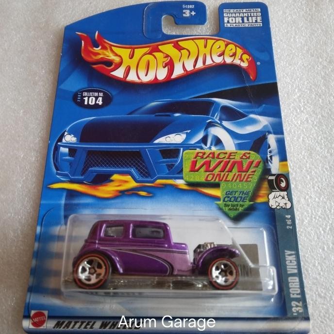 Hot Wheels 32 Ford Vicky. Redlines. US Card Race & Win Online. Full Besi Body dan Chassis.