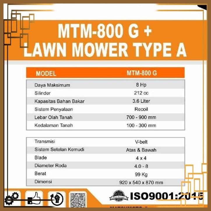 [KRT] TRAKTOR TILLER MATSUMOTO MTM 800G + LAWN MOWER SEMAK BELUKAR