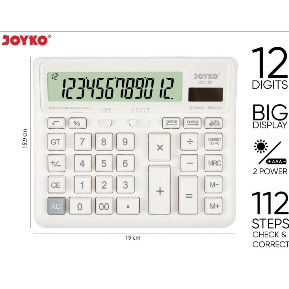 

et-98 Kalkulator ORI JOYKO CC 59 / Calculator Check Correct CC59 12 Digit Besar Sale