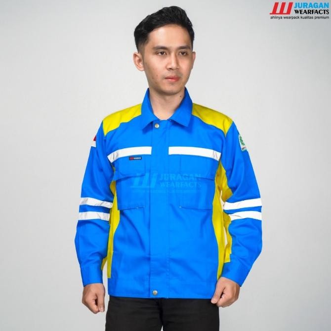 Juragan Wearfacts - Wearpack Atasan Warna Biru Benhur Kombinasi Kuning New Stok