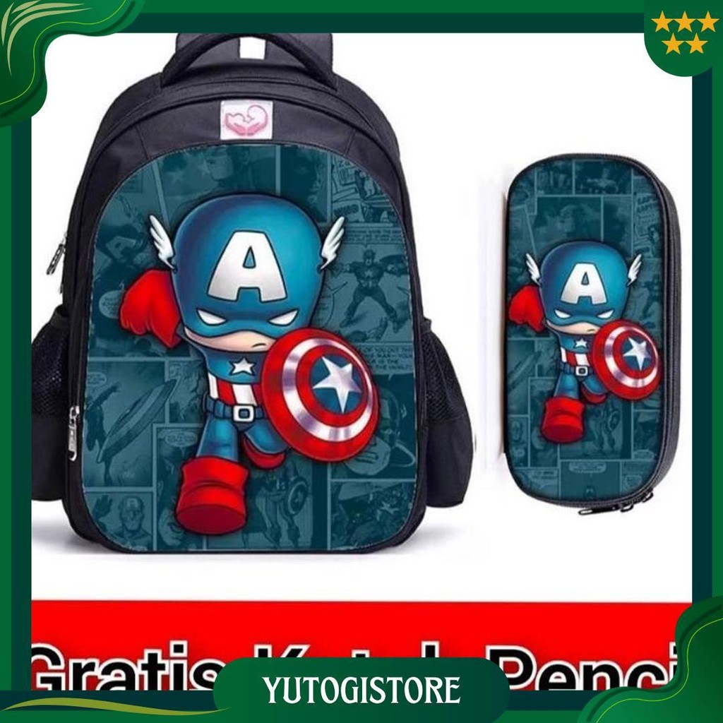 Tas Ransel Anak Laki-Laki Superhero 2In1 - Tas + Tempat Pinsil - Ransel Anak Cowok Tk/Sd Ransel Mura
