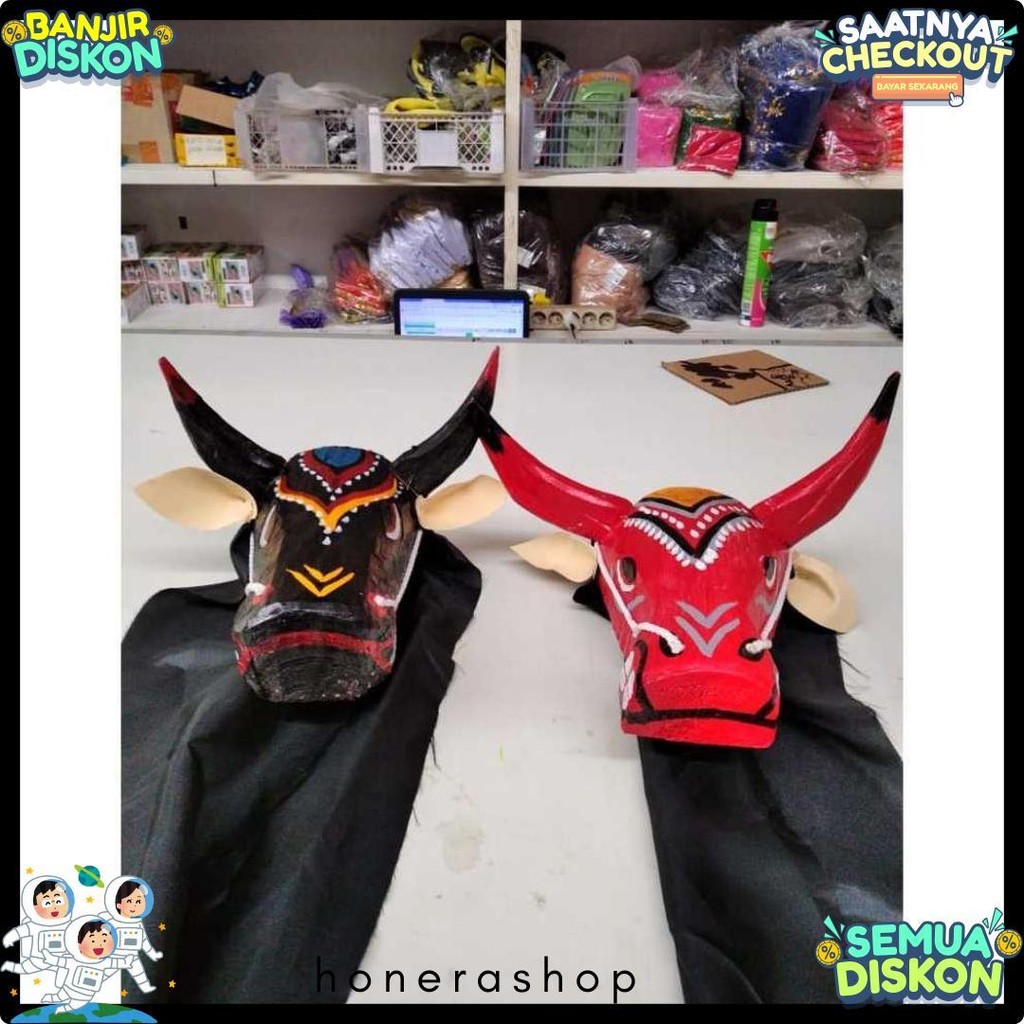 Mall Bantengan Kayu Anak Murah / Bantengan Kecil / Mainan Anak Murah Edukatif / Mainan Anak Bantenga