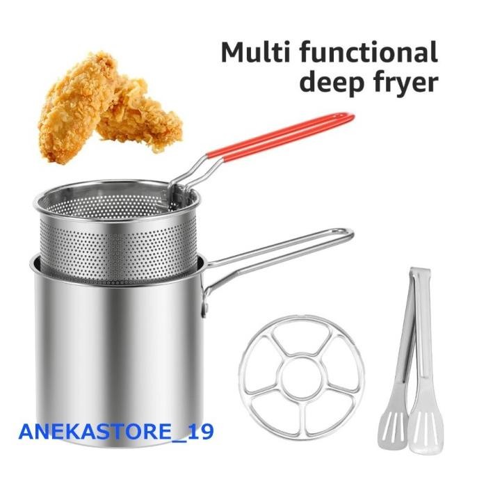 [Aneka] Mini Deep Fryer 4In1 Panci Penggorengan Kentang Kukusan Sayur Mie Multifungsi Capitan Stainl