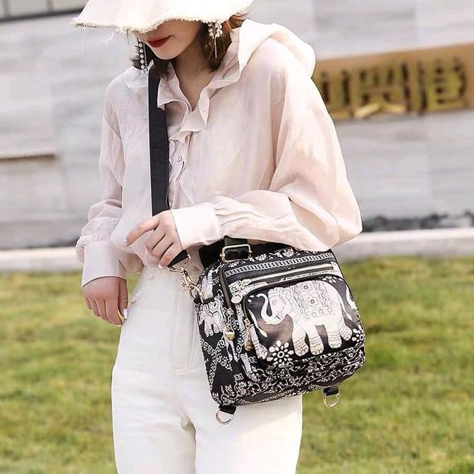 Sale Tas Chibao Ory Import Multifungsi Motif Gajah Dan Bunga