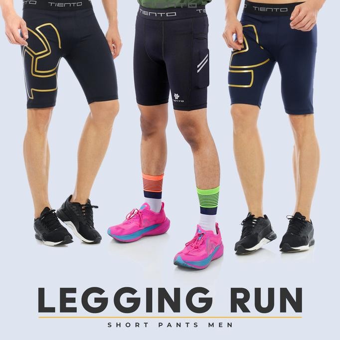 Tiento Short Pants EXO Black Gold Celana Pendek Legging Olahraga Pria