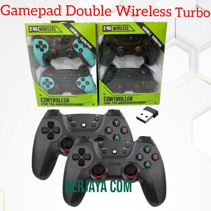 Gamepad Double Wireless Turbo - Joystick Pc Controller Gaming Komputer Wireless Turbo 2.4ghz HAP
