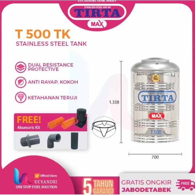 Spesial Tangki Air Stainless Steel Tirta T 500 Tk Tandon Toren Air