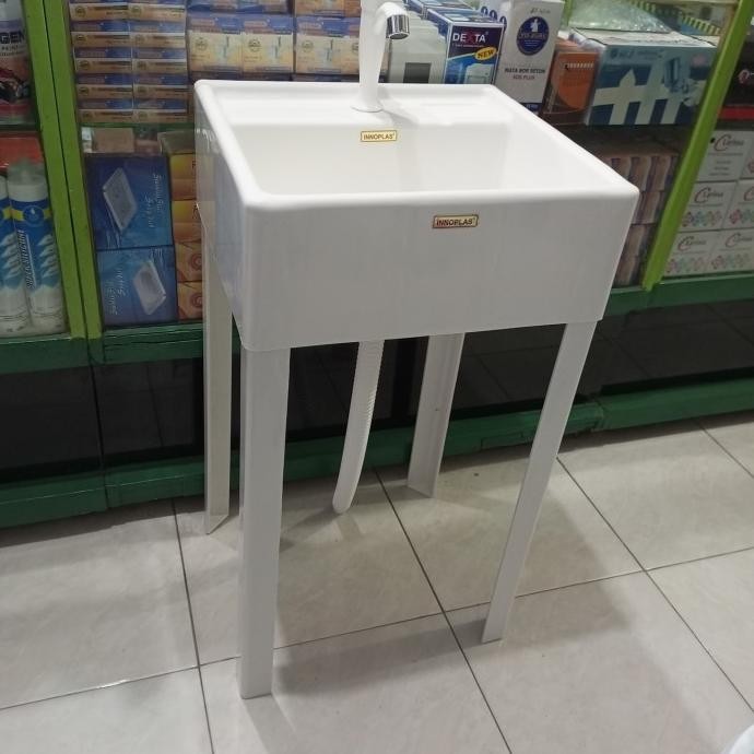 Wastafel cuci tangan portable/wastafel standing pvc+kaki komplit set
