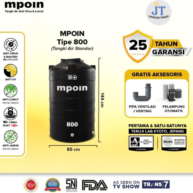 Miliki Tangki Air Mpoin Plus 800 L Wave | Toren Air | Tandon Air