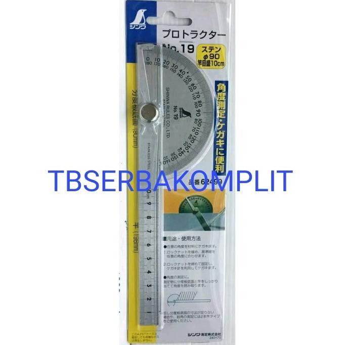 

Promo! Busur Derajat Shinwa Japan No. 19 Prt-19 Ss Mistar Protactor 62480 Ori