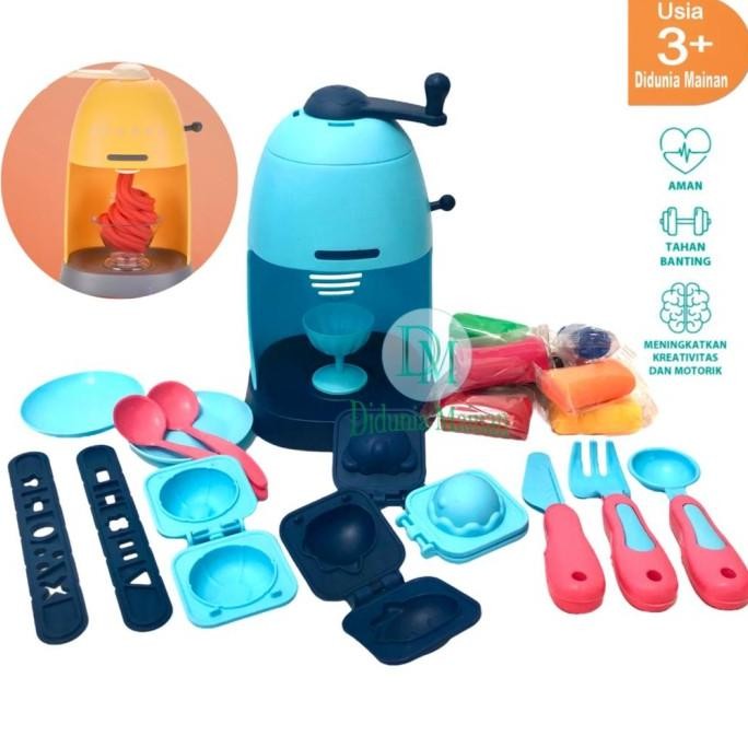 Mainan lilin play fun doh mesin cetakan es krim anak win doh ice cream