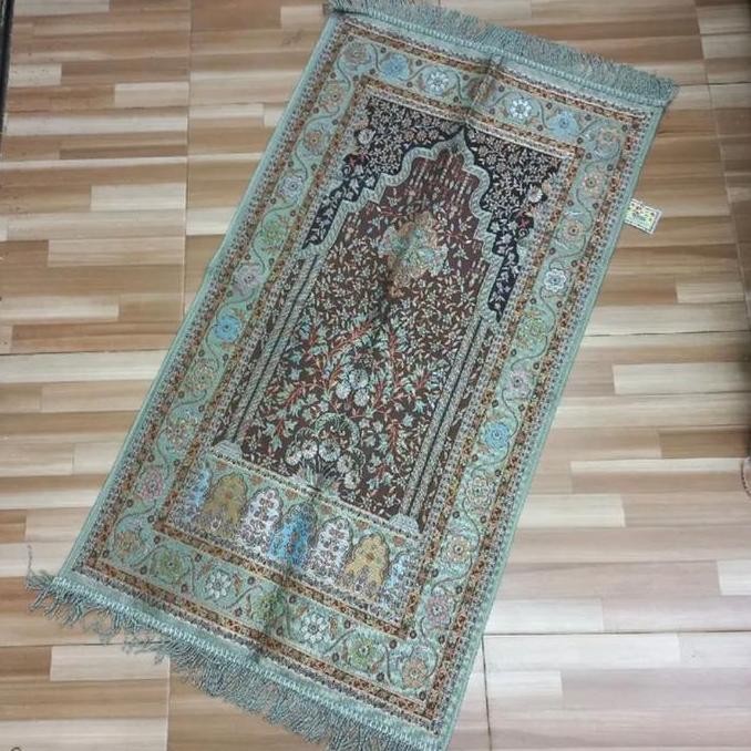 Grosir Sajadah Aydin Carpet Tipis Bordir Ukutan 70X110 Muslim Motif Turki Hitam