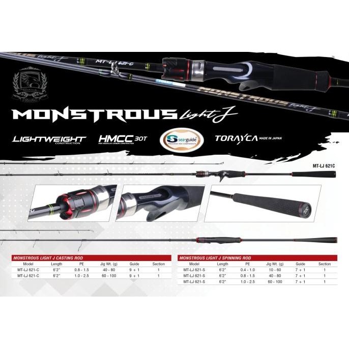 MURAH joran light jig seahawk monstrous ONE PIECE 621SP 621BC PE0.4-1.0 PE0.8-1.6 PE1.0-2.5 FREE PIP