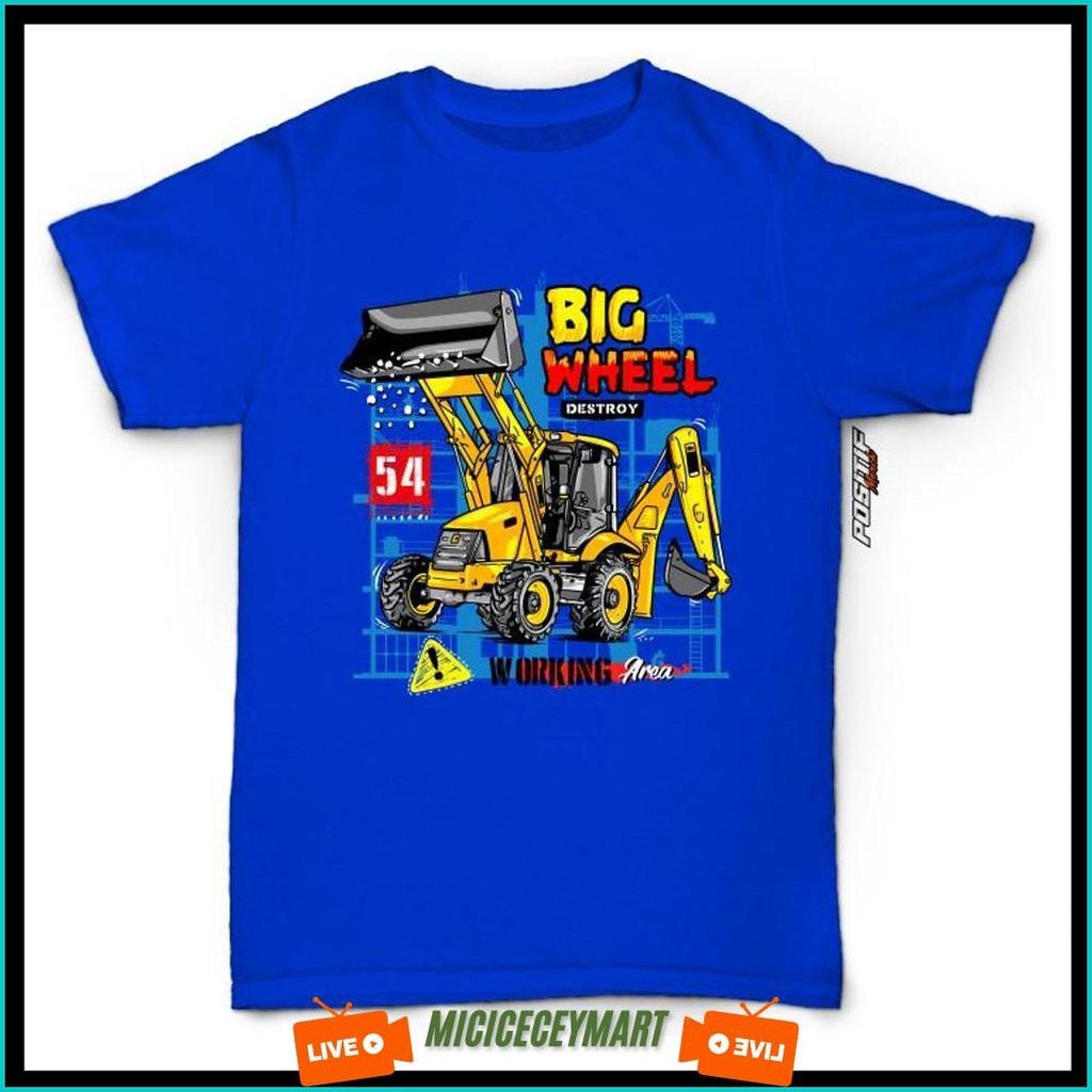 Baju Kaos Anak Excavator Alat Berat Positif Merch Original Produk